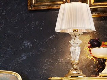 CHARLOTTE 4795/LP - Shaded gold plated table lamp with glass and silk shade by Possoni Illuminazione - view 3